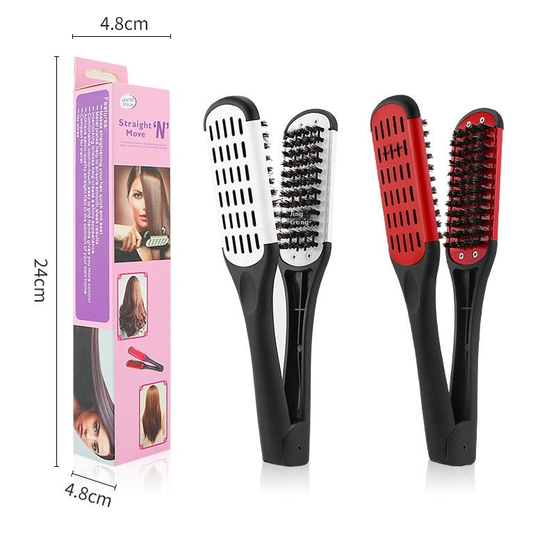 Hairdressing Clamp Comb for Hair Styling - V-Shaped Bristle Comb in Multiple Colors