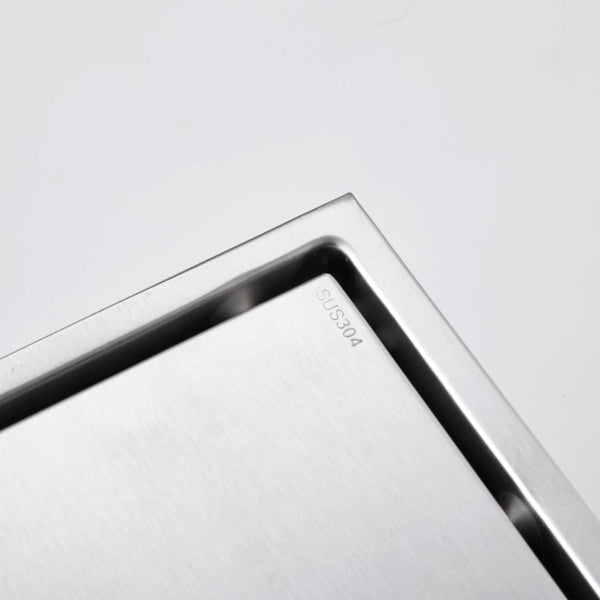 Square Shower Drain with 2-in-1 Flat & Tile Insert Cover - 304 Stainless Steel, Brushed Nickel