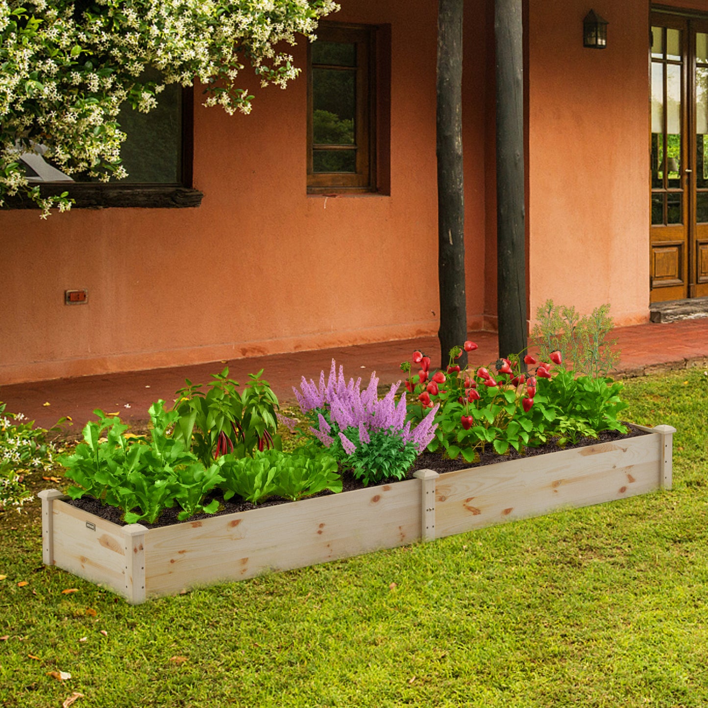 Wooden Vegetable Raised Garden Bed for Outdoor Patio & Balcony