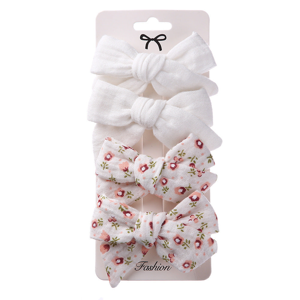 Children's Plaid Bow Hair Clips, 4-Pack