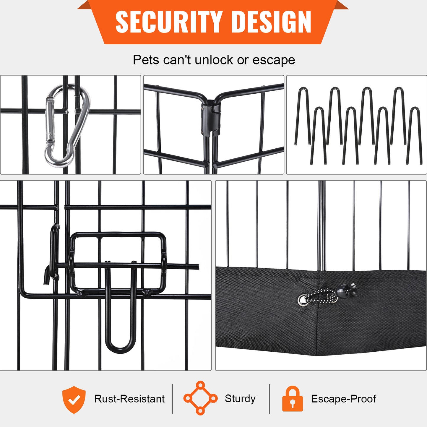 Foldable Metal Dog Playpen with Top Cover - 8 Panels, 24in H