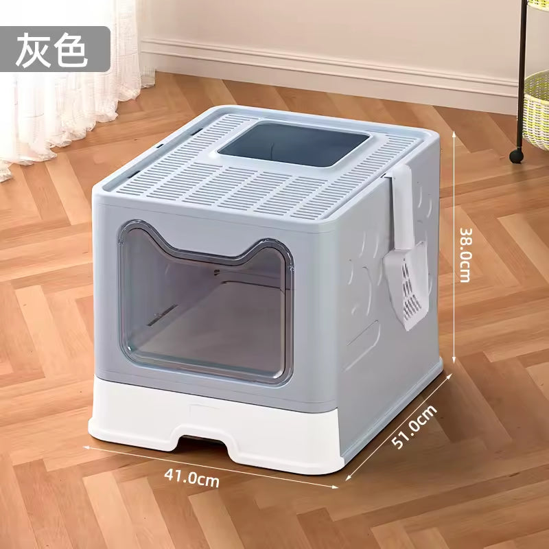 Large Front-Entry Cat Litter Box with Cover & Scoop - Enclosed Pet Furniture