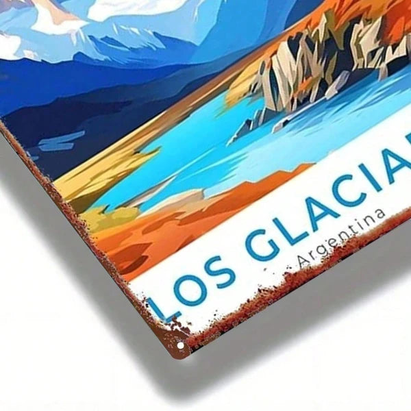 Vintage Metal Sign - Argentina Snow Mountain Lake View Wall Art