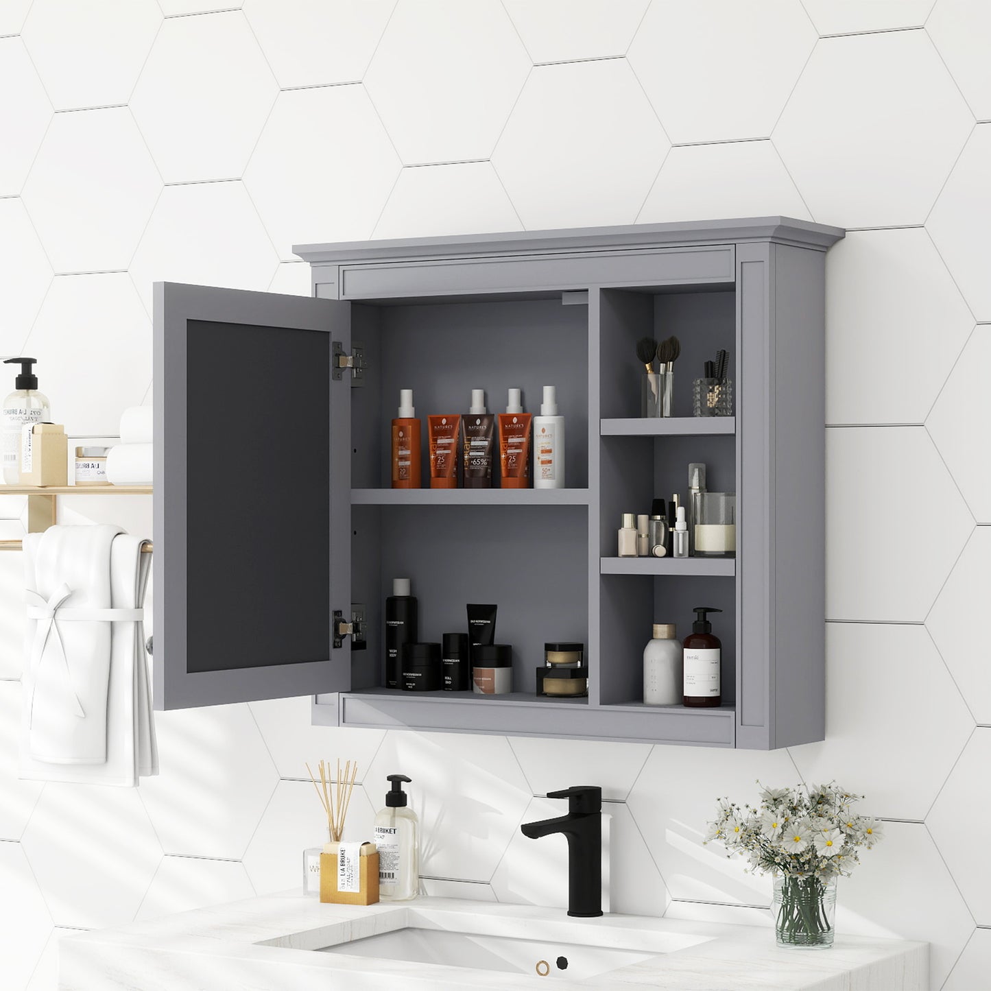 30 X 28 Medicine Cabinet, Wall Mounted Bathroom Storage Modern