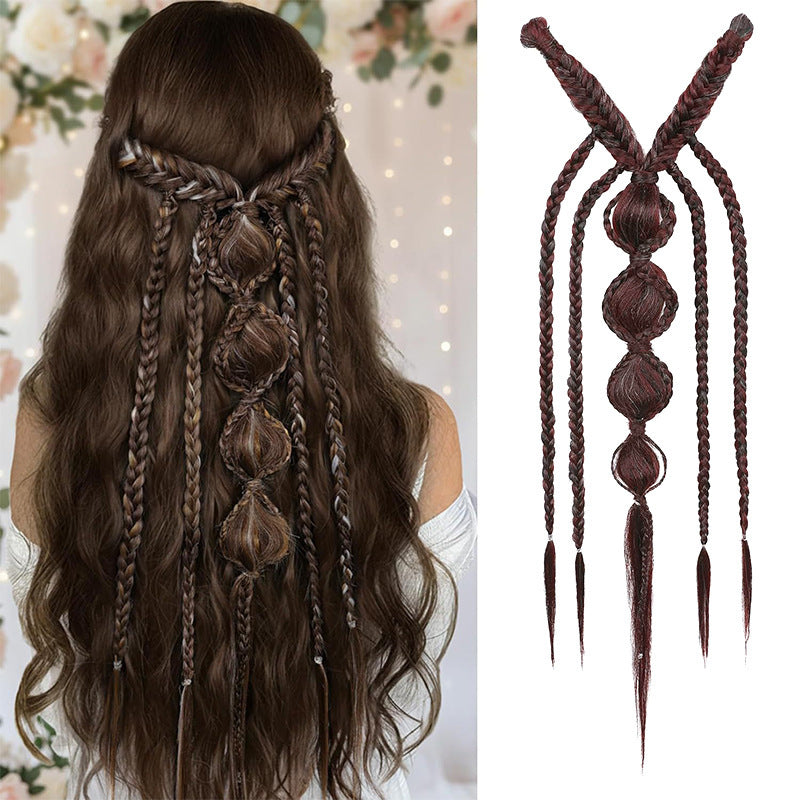 Bohemian Braided Synthetic Hair Wig for Women - High-Temperature Resistant Fiber
