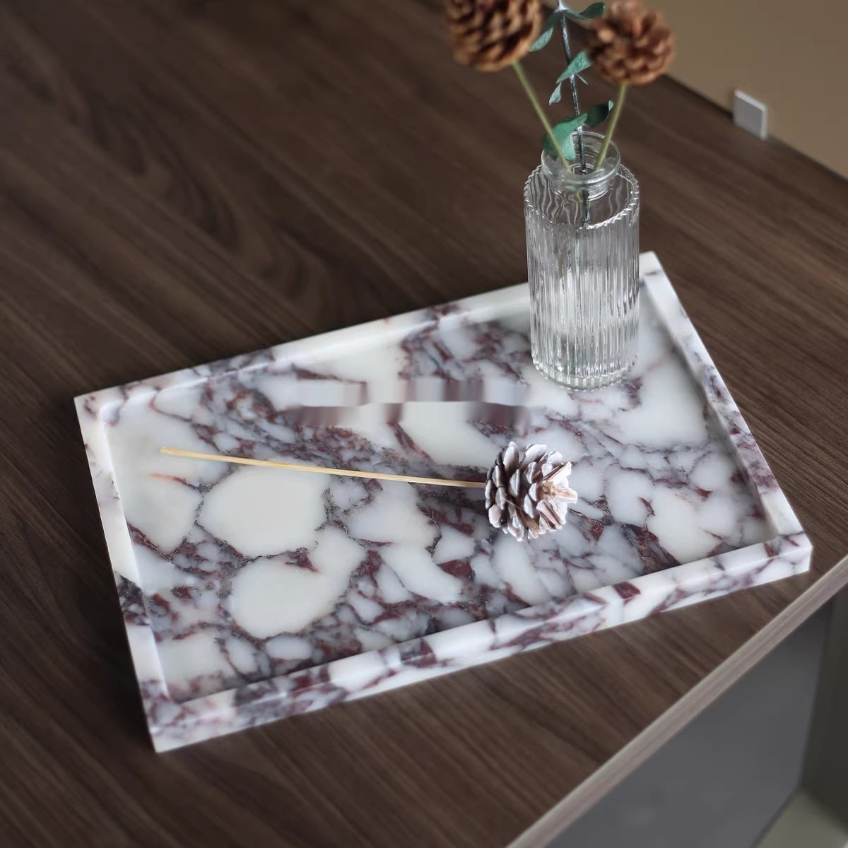 Natural Marble Bathroom Storage Tray Rectangular Organizer - Large Variety