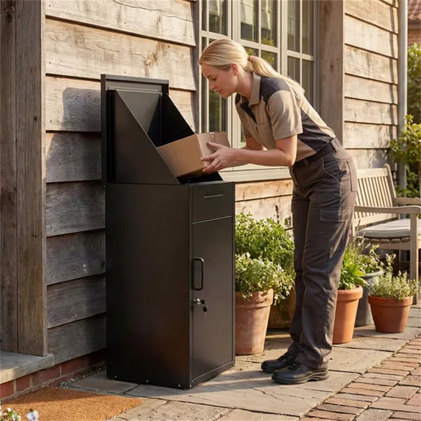 2-in-1 Lockable Mailbox & Package Delivery Box, Galvanized Steel For
