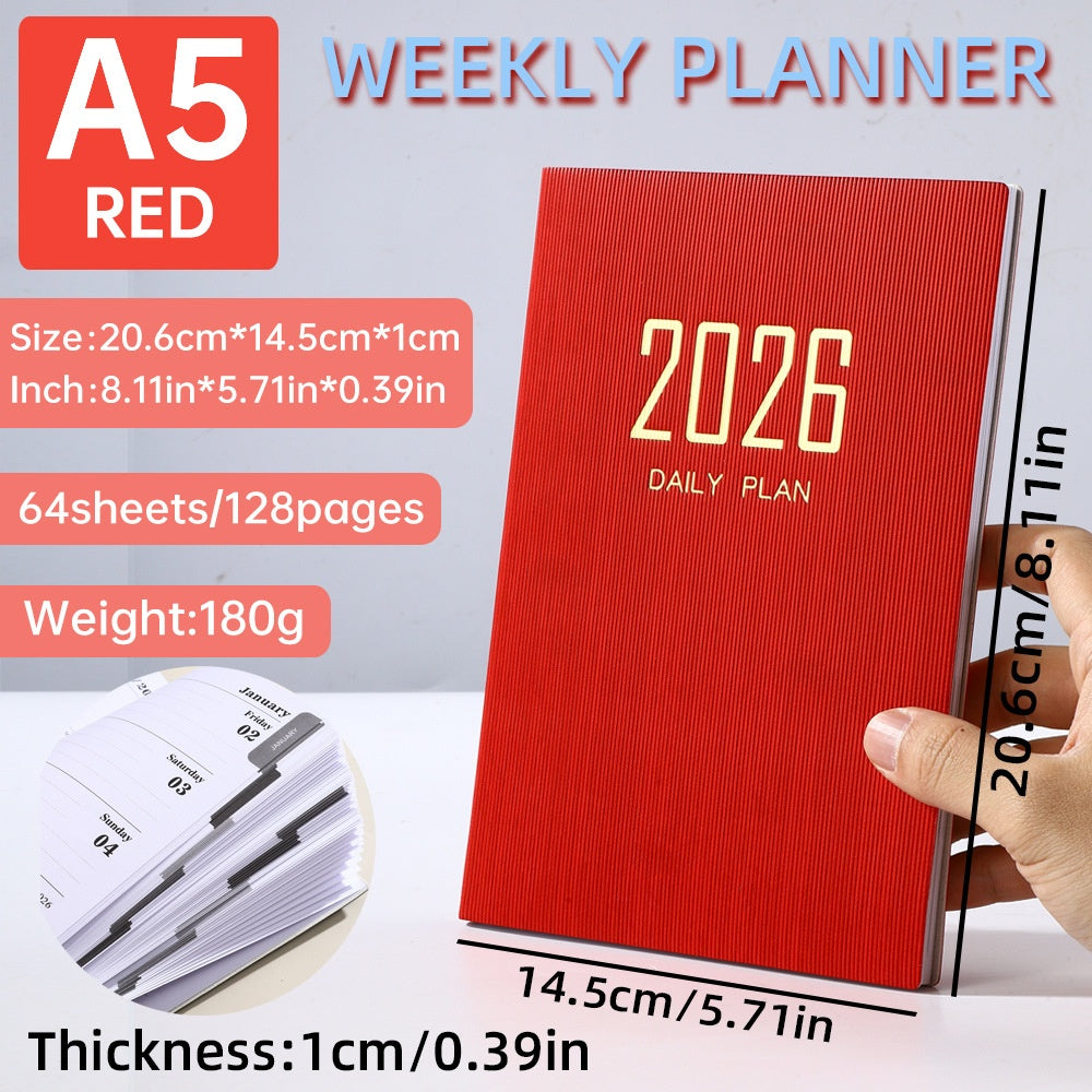 A5 Slim Leather Weekly Planner Notebook - Multiple Cover Colors