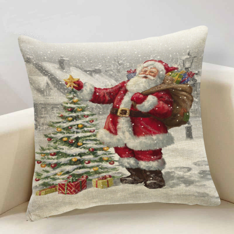 Christmas Santa Claus Pillowcase Cushion Cover - Festive Home Decor 45x45cm