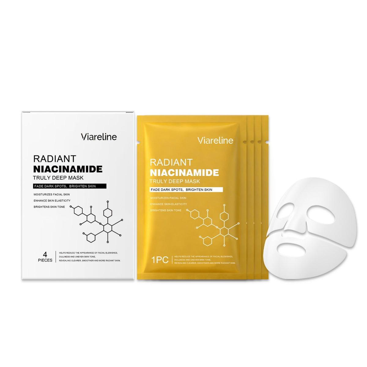 Nicotinamide Brightening Facial Mask Set - Light Spot Corrector, 1 or 4 Pieces