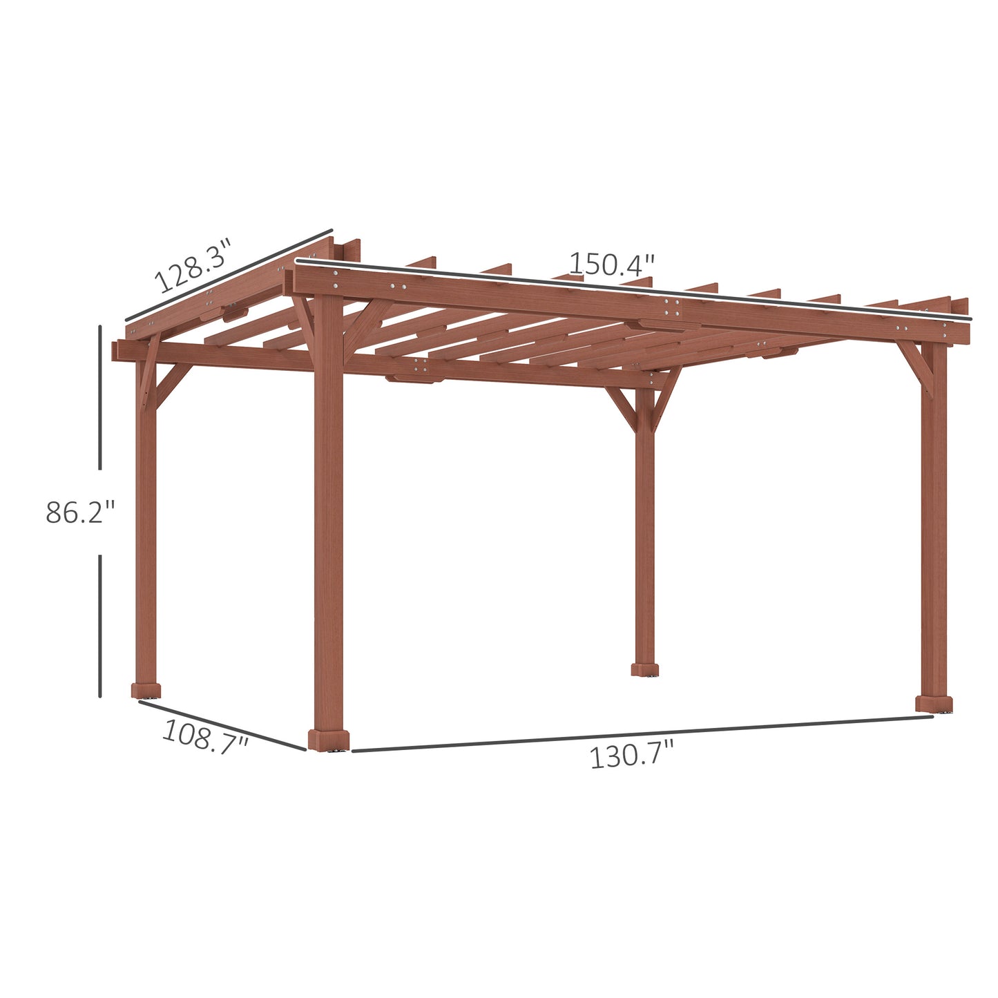 Outdoor Wood Pergola with Grape Trellis - Brown 11' x 12.5'