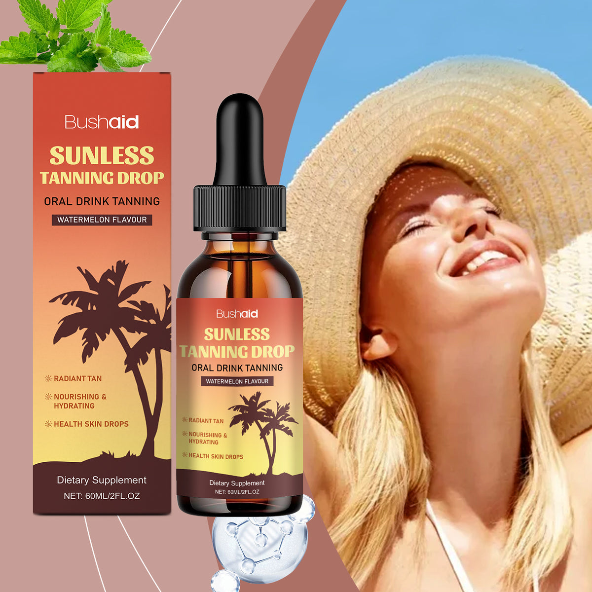 Natural Black Sunless Tanning Drops - 60ml Facial Self Tanner