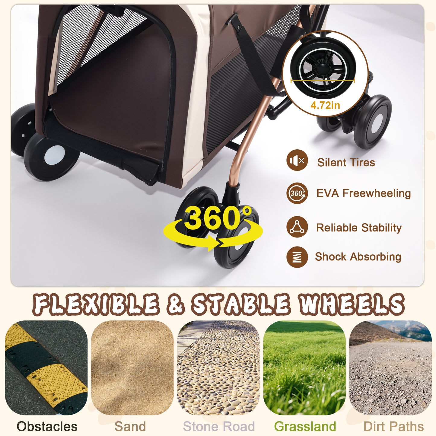 Double Pet Stroller for Dogs and Cats - Foldable, 3-in-1 Carrier with Shockproof Wheels
