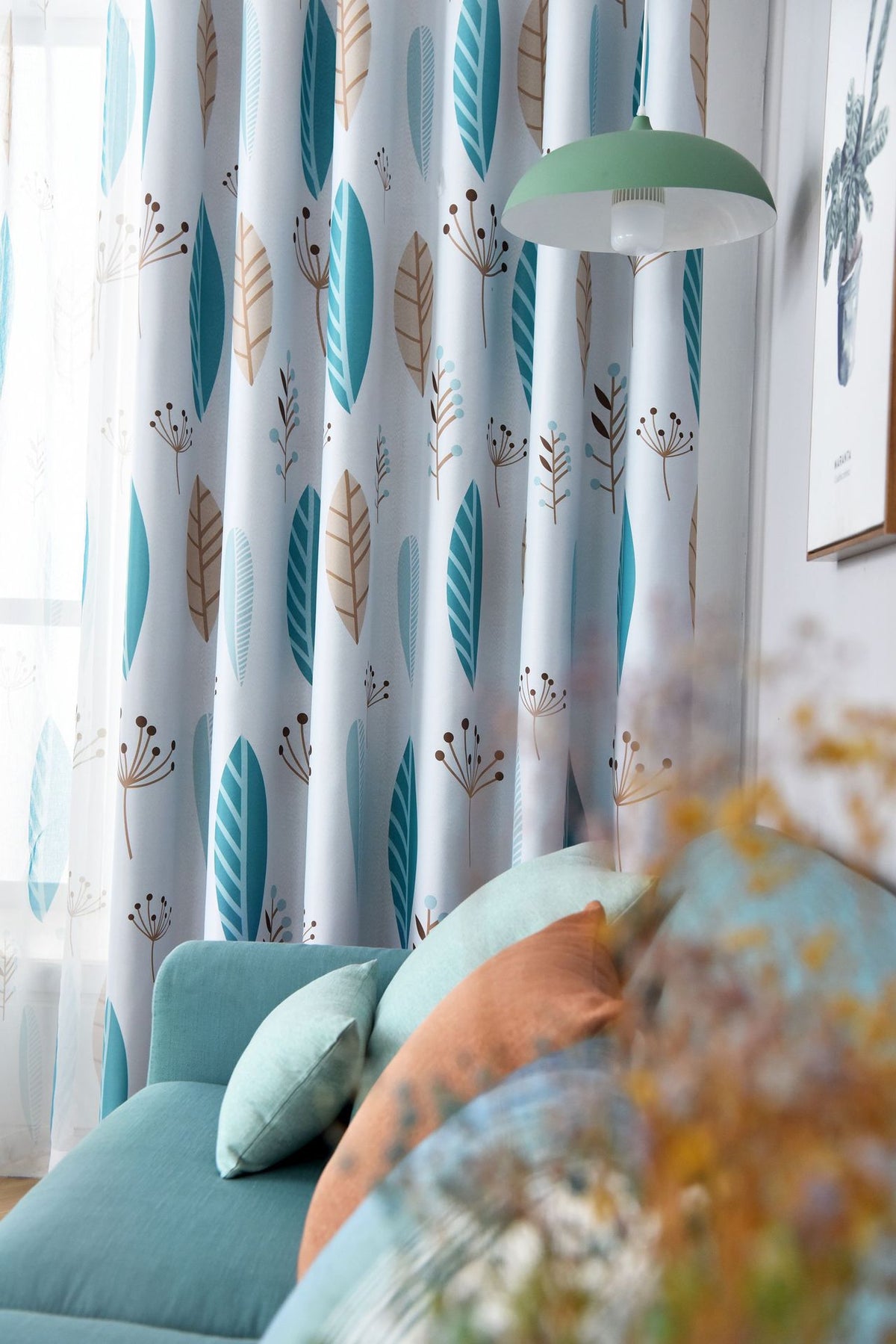 Nordic Style Leaf-Shading Curtain for Bedroom & Living Room - Modern Home Textile