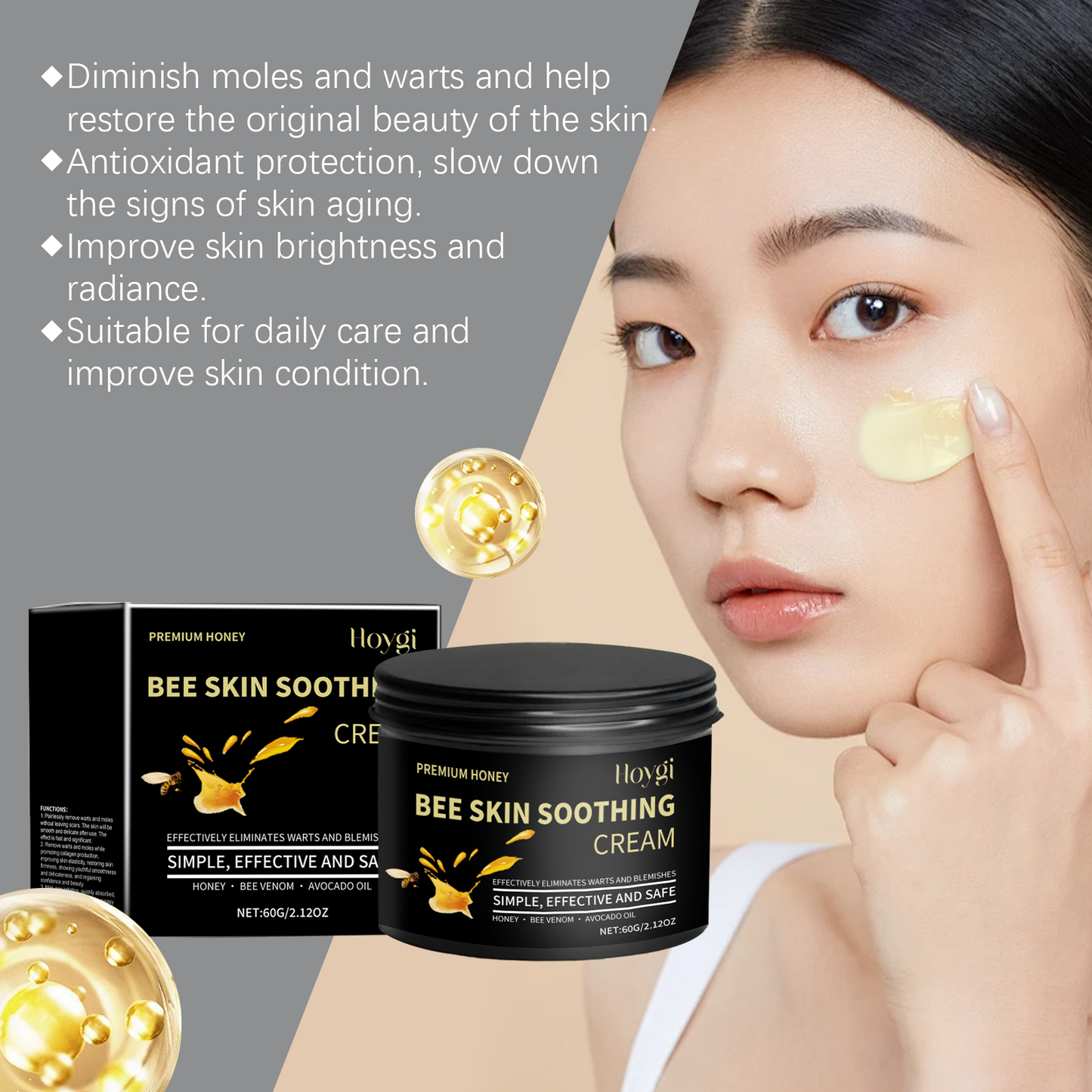 Honey Moisturizing Face Cream with Avocado Oil & Bee Venom - 60g