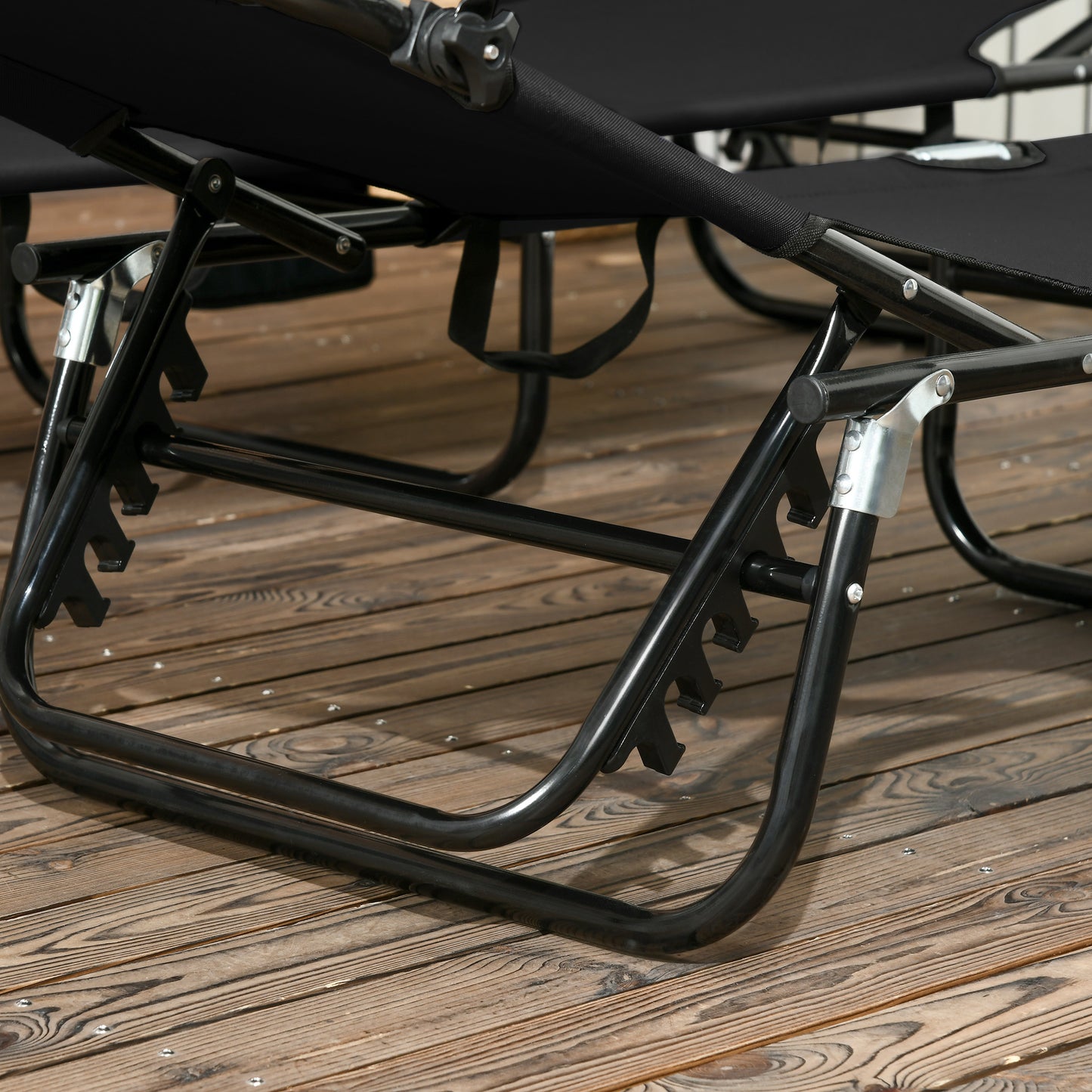 Outdoor Lounge Chairs Set of 2 - Adjustable Reclining, Black