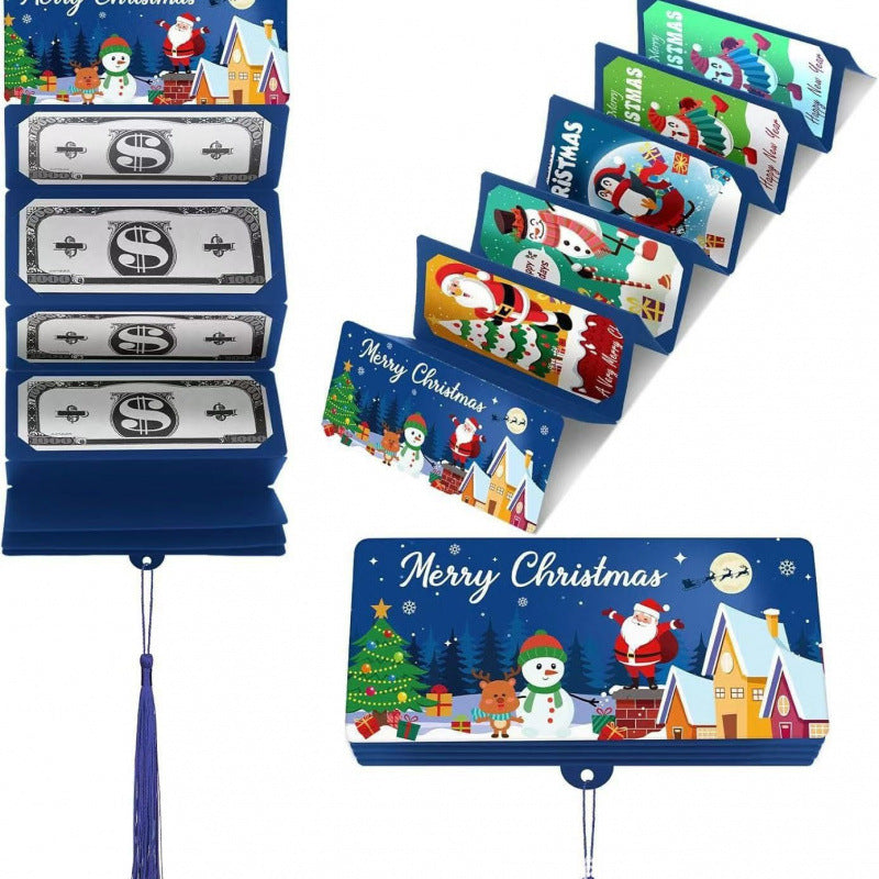 Foldable Dollar Bill Holder with 10 Slots Christmas Party Money Box Red Envelope