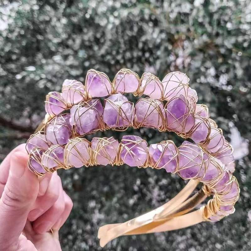 Natural Crystal Crown Hairband - Multiple Colors