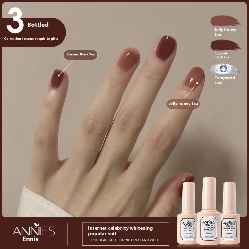 Three-Color Gel Nail Polish Set for Manicure - Nude, Purple, Orange