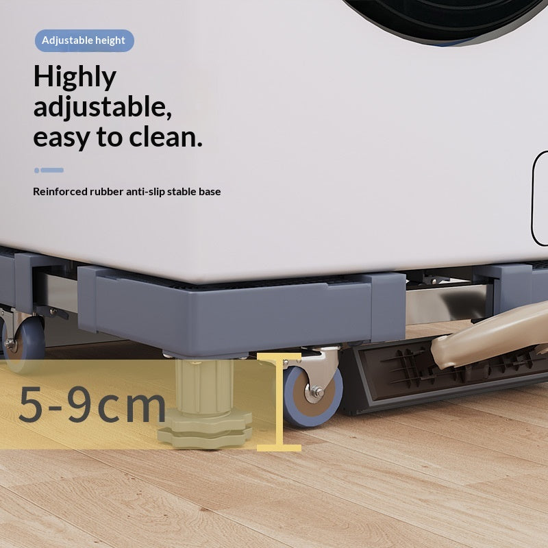 Universal Washing Machine Base Riser with Casters and Bracket