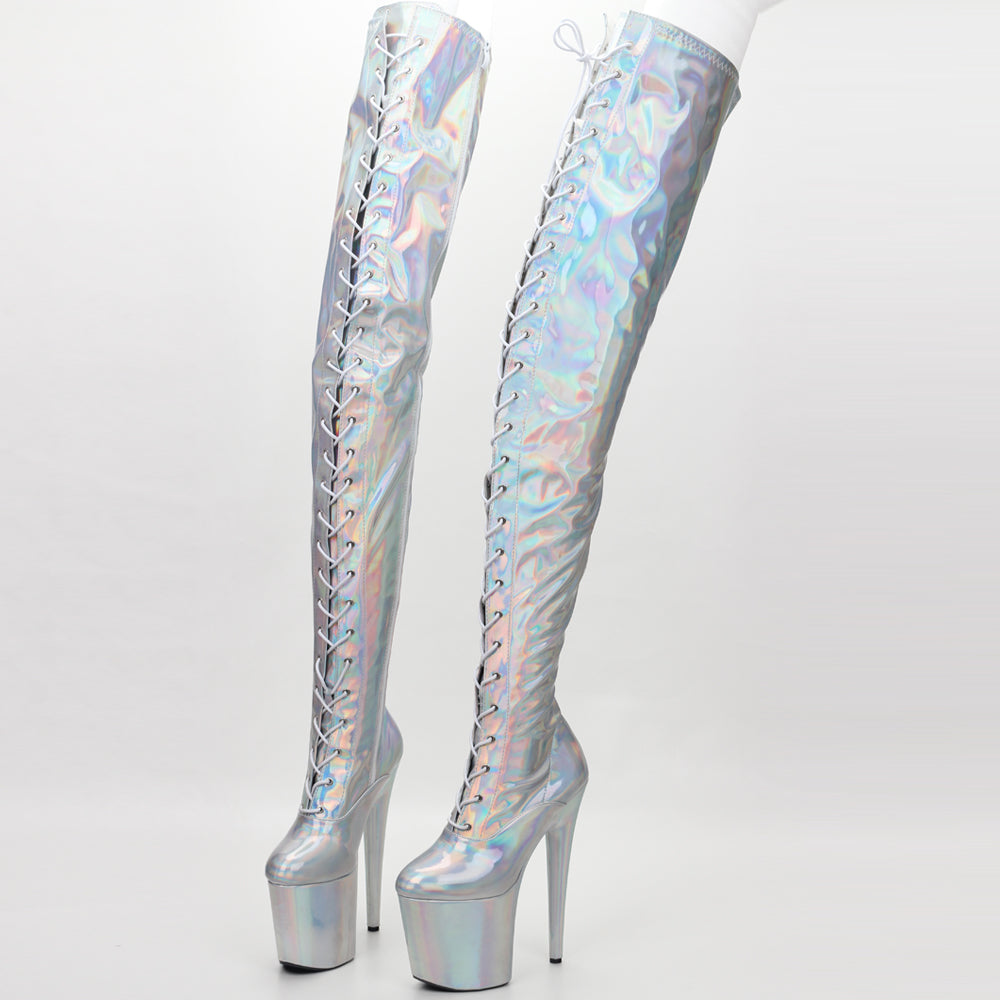 High Heel Thigh Boots Women Men Over 8cm Heel Platform Knee-High Shoes