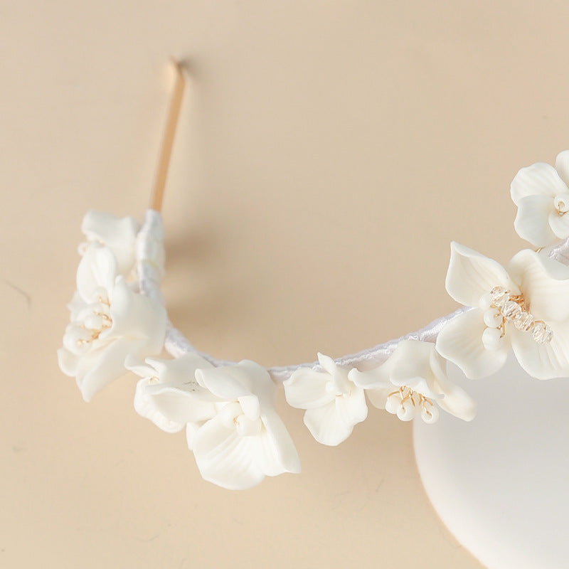 Ceramic Flower Headband - Gold