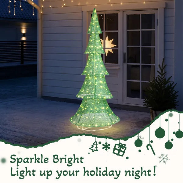 6FT Lighted Christmas Tree with 200 LED Warm White Lights