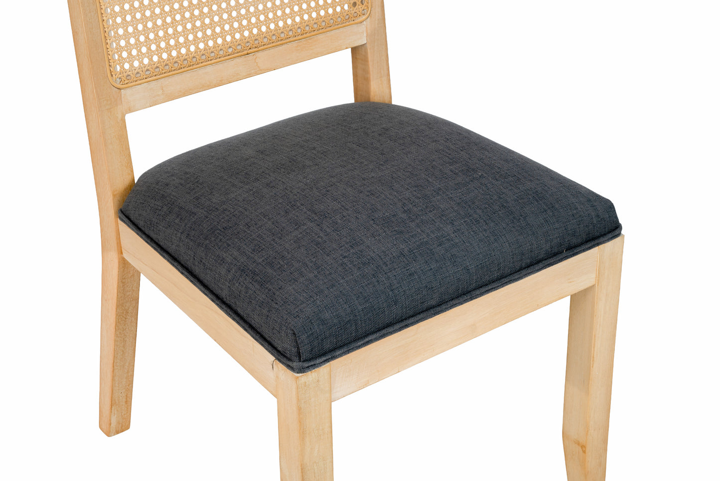 Mid Century Modern Rattan Dining Chairs Set of 2 - Grey