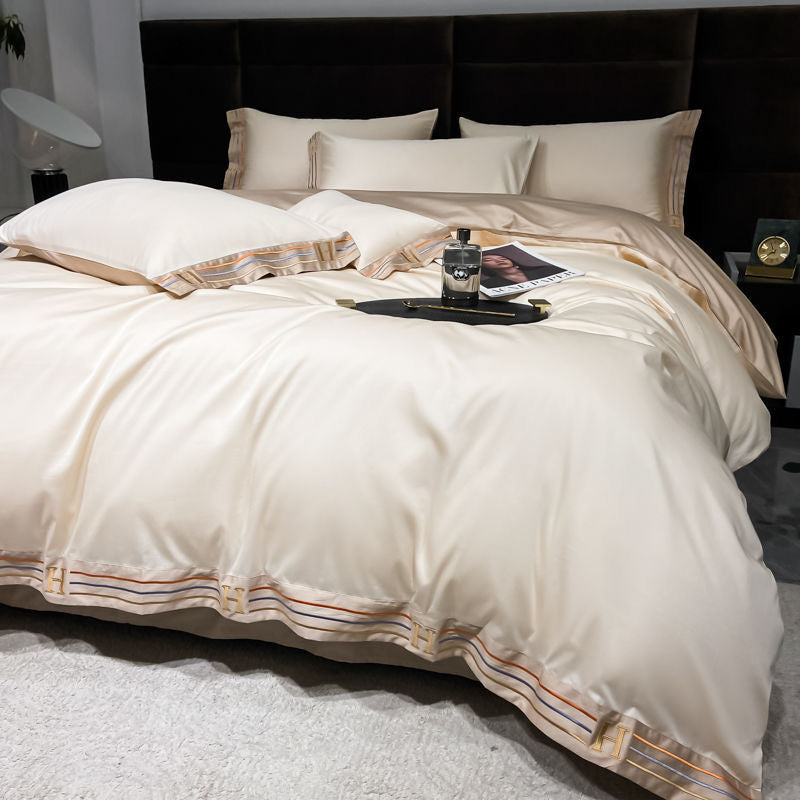 Long Velvet Cotton Bedding Set - Four-Piece Quilt Cover & Sheets
