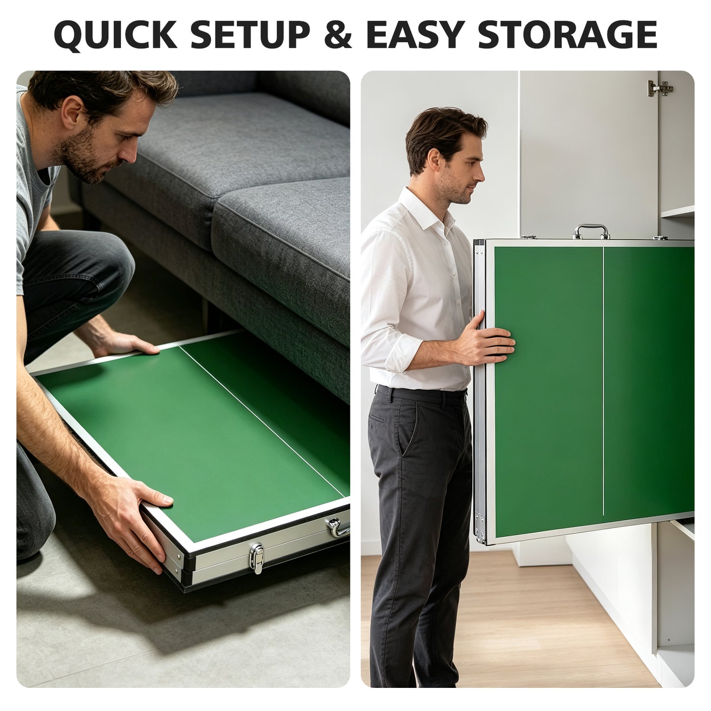 6FT Foldable Table Tennis Table Set - Green with Net, Paddles & Balls