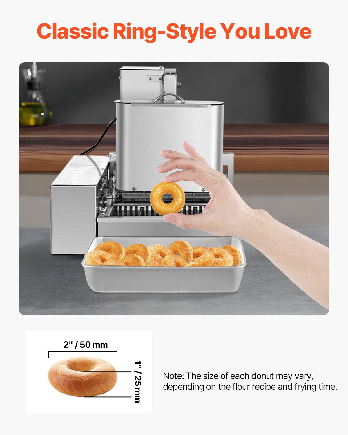 Commercial Automatic Doughnut Maker Machine 4 Rows 240 pcs/hr - Silver