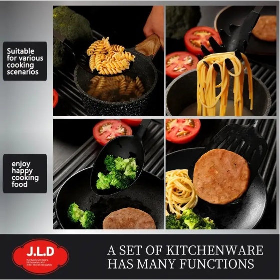 Premium 5-Piece Cooking Utensil Set - Stainless Steel & Nylon, Black