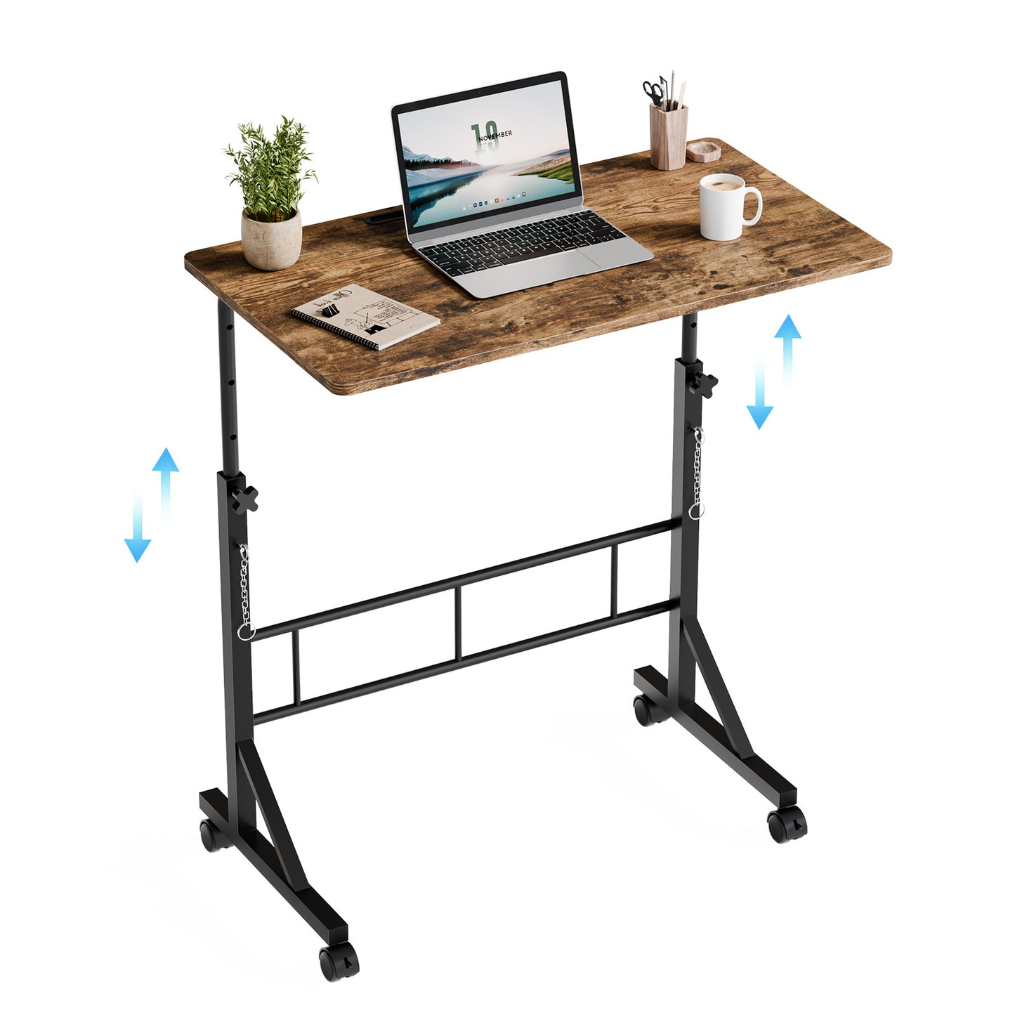 31.5-inch Adjustable Mobile Desk with Locking Wheels - Multiple Colors