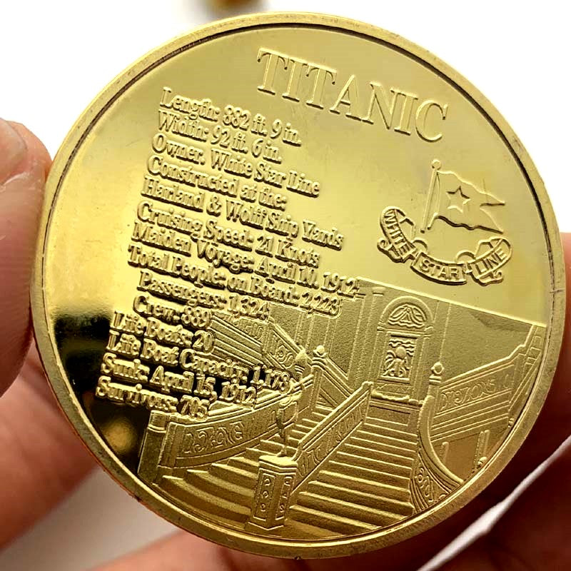 Titanic Commemorative Gold Coin - 40mm Collectible Medallion