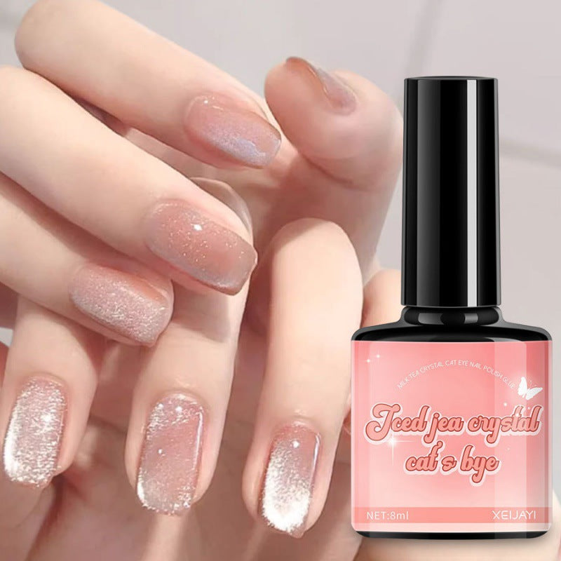 Nail Polish Gel - Iced Tea Crystal Cat's Eye Effect 8g Frosted Finish