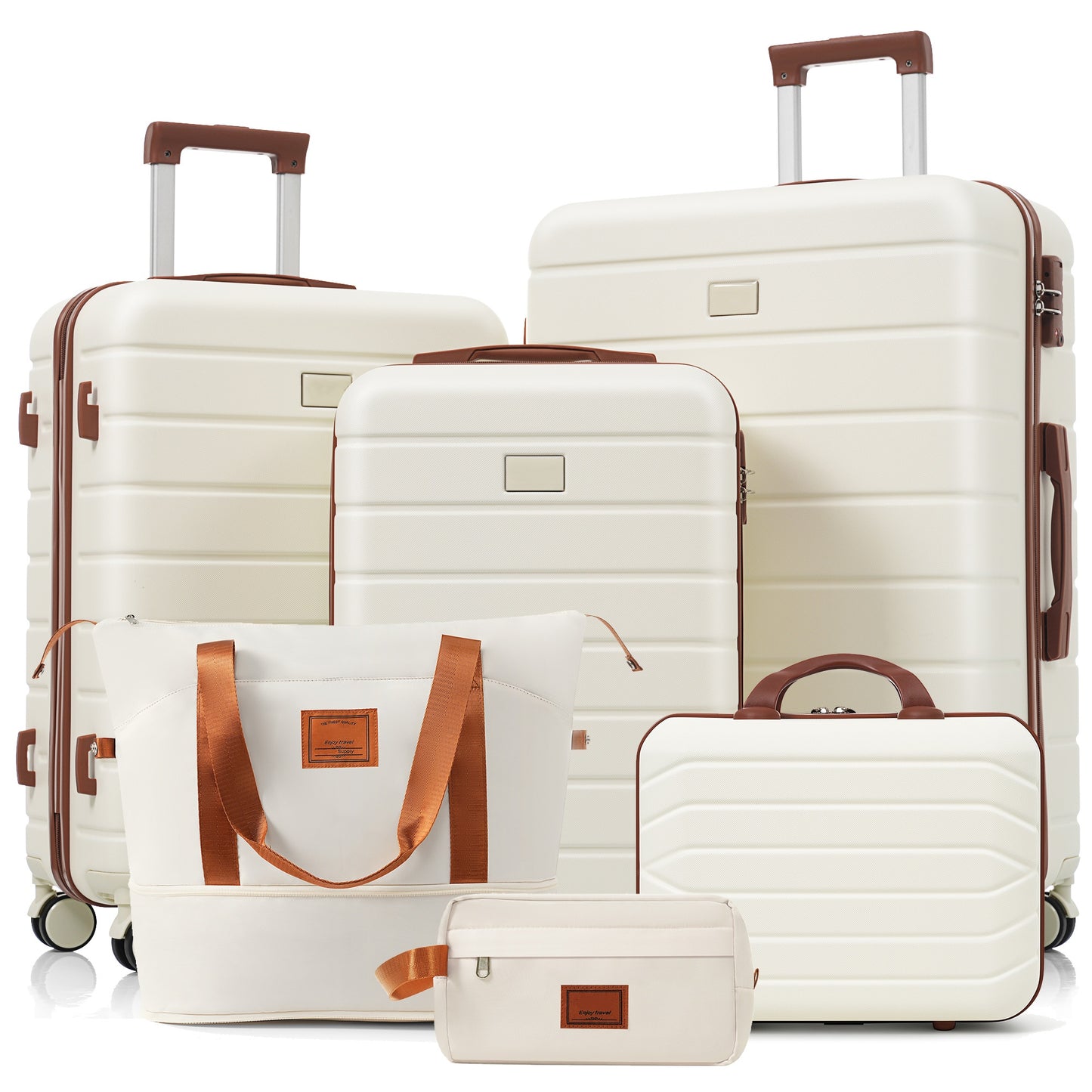 Expandable 6-Piece Hardside Luggage Set with TSA Lock - Ivory