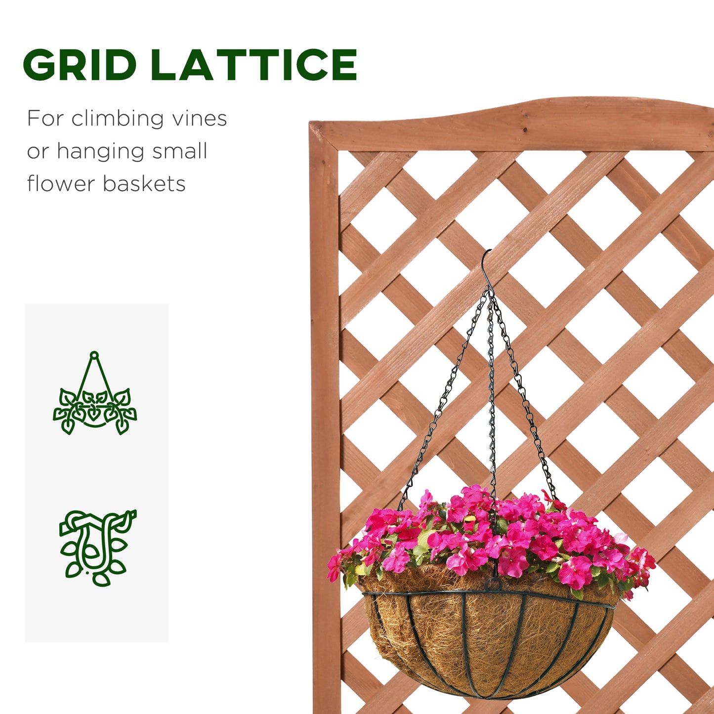 Raised Garden Bed with Trellis 28x11x46 Inches Wooden Planter Box for Outdoors