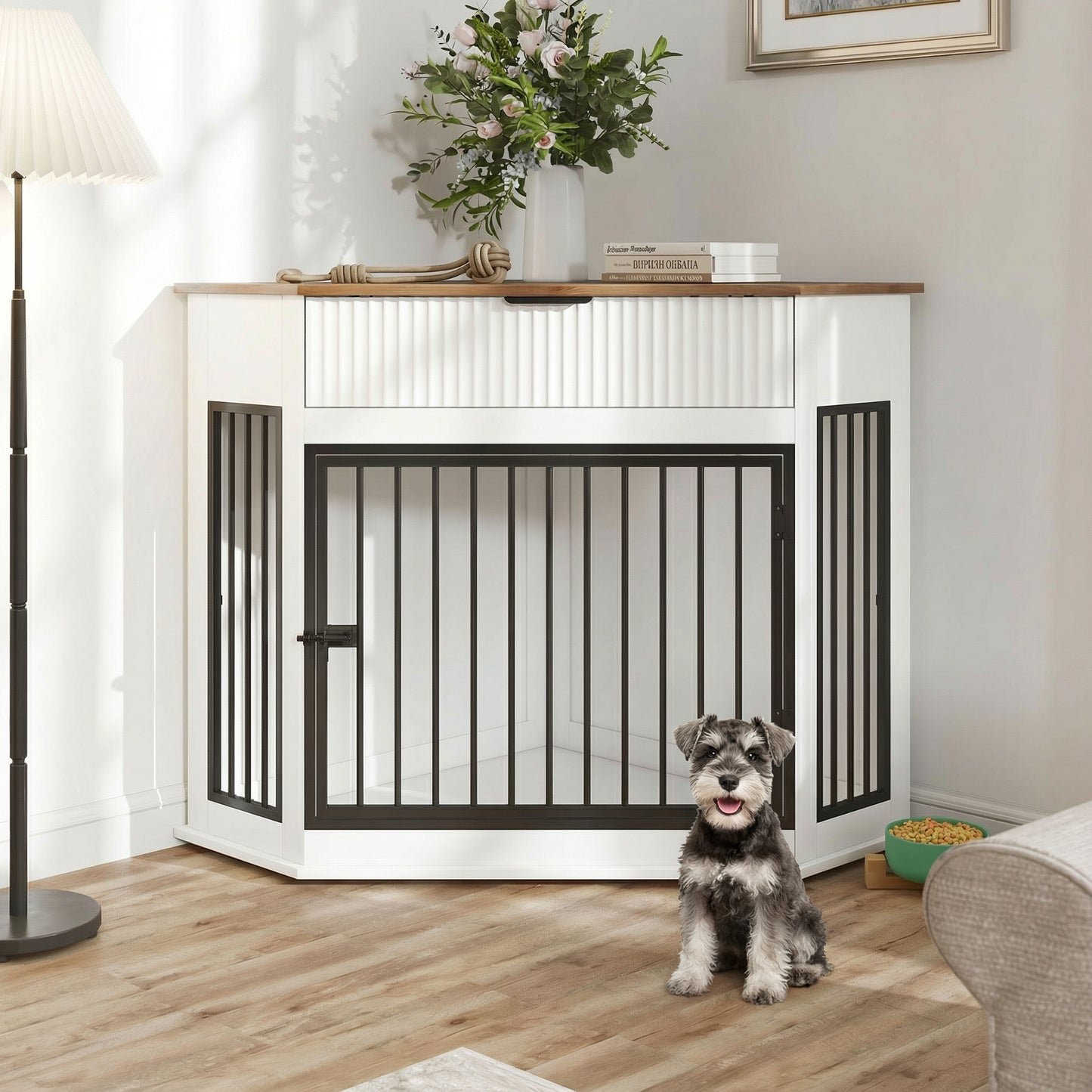 44.6 Corner MDF Dog Crate Furniture For Small Medium Dogs, Decorative