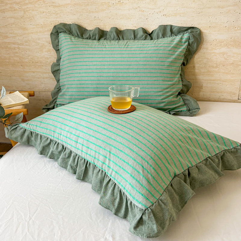 Washed Cotton Lace Pillowcase - Elegant Bedding Cover for Home Decor