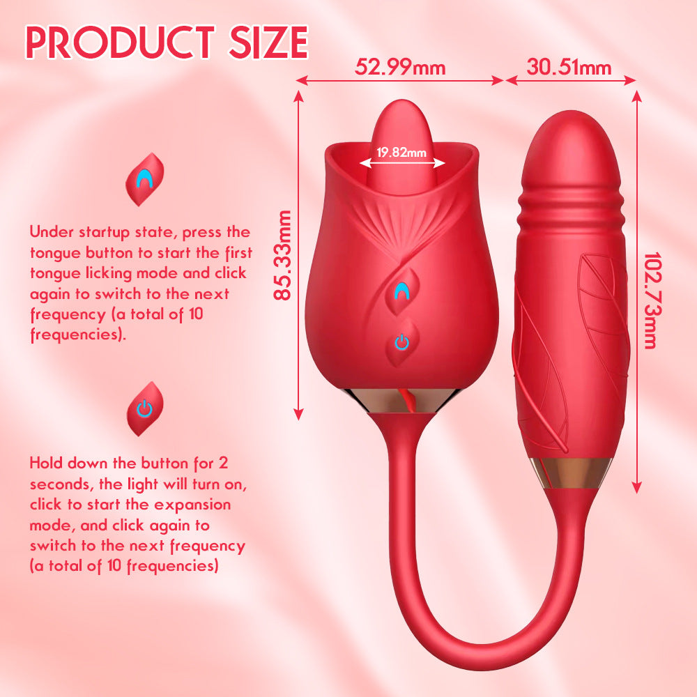 Women's Electric Rose Flower Shape Vibration Massage Tool - Telescopic & Relaxation