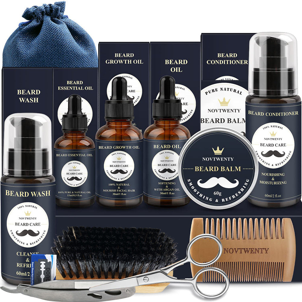 Complete Beard Grooming Kit with Safety Razor & Blades