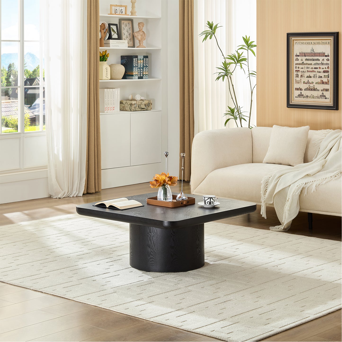 Square Coffee Table, Modern Design For Living Room Use,No Assembly