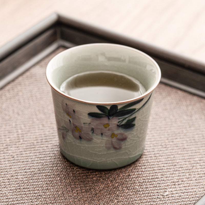 Hand Drawn Magnolia Tea Cup - 85ml Porcelain Drinkware for Tea Enthusiasts