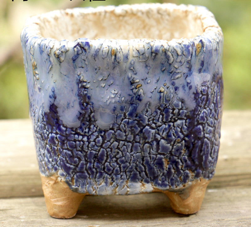 Creative Ceramic Flowerpot with Hand-Controlled Bursting Flow Glaze