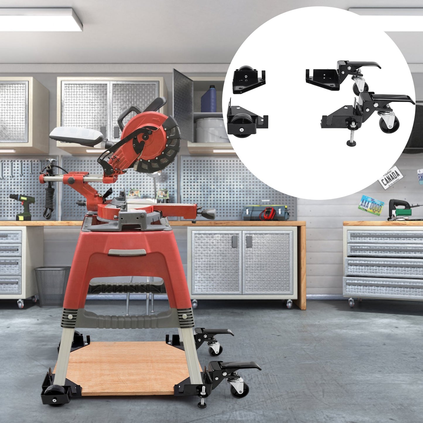 Heavy Duty Mobile Base Stand 400 Lb Capacity for Tools and Machines - Black