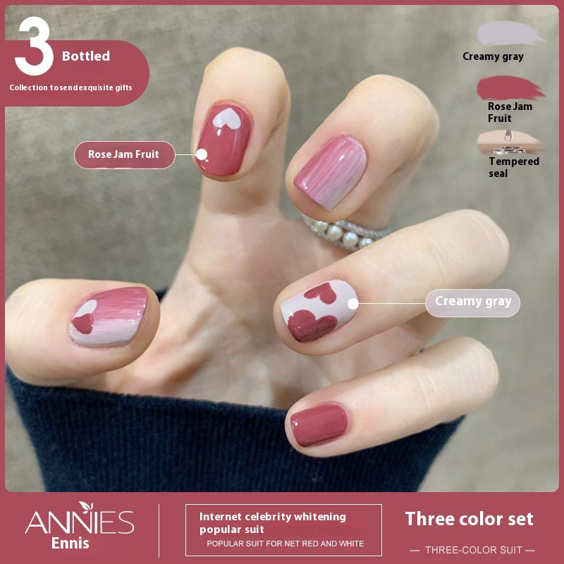 Three-Color Gel Nail Polish Set for Manicure - Nude, Purple, Orange