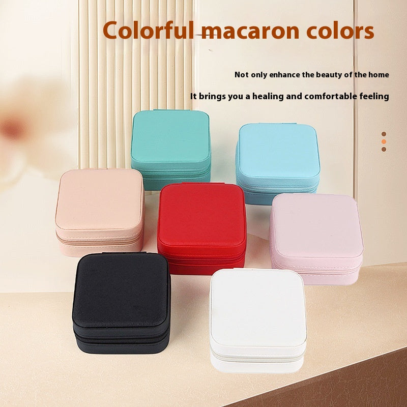 Portable Jewelry Box with Velvet Interior for Rings and Earrings