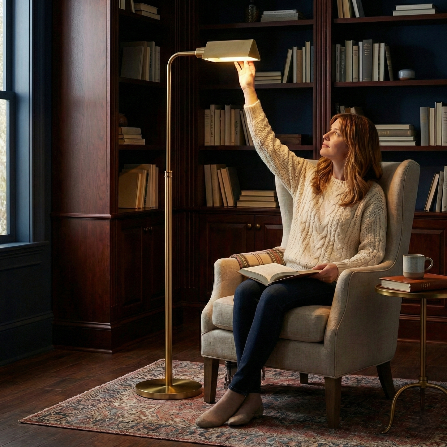 Minimalist Floor Lamp, Slim Standing Light With Neutral Shade For