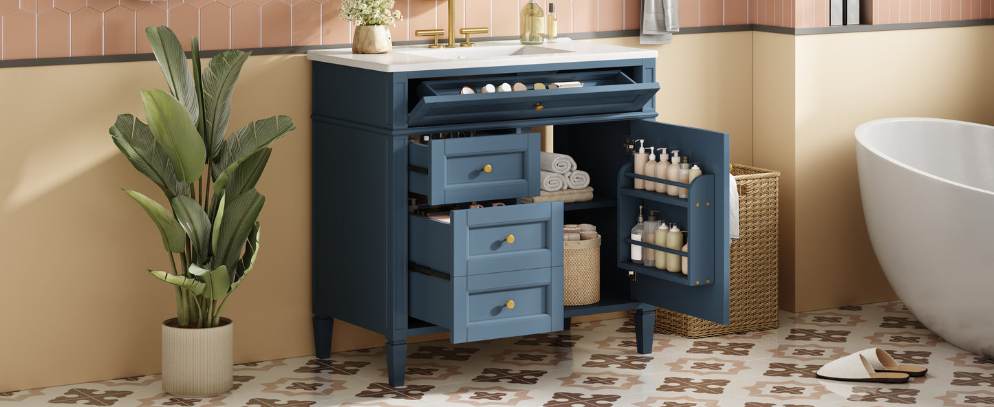 36-Inch Indigo Blue Modern Bathroom Vanity with Sink
