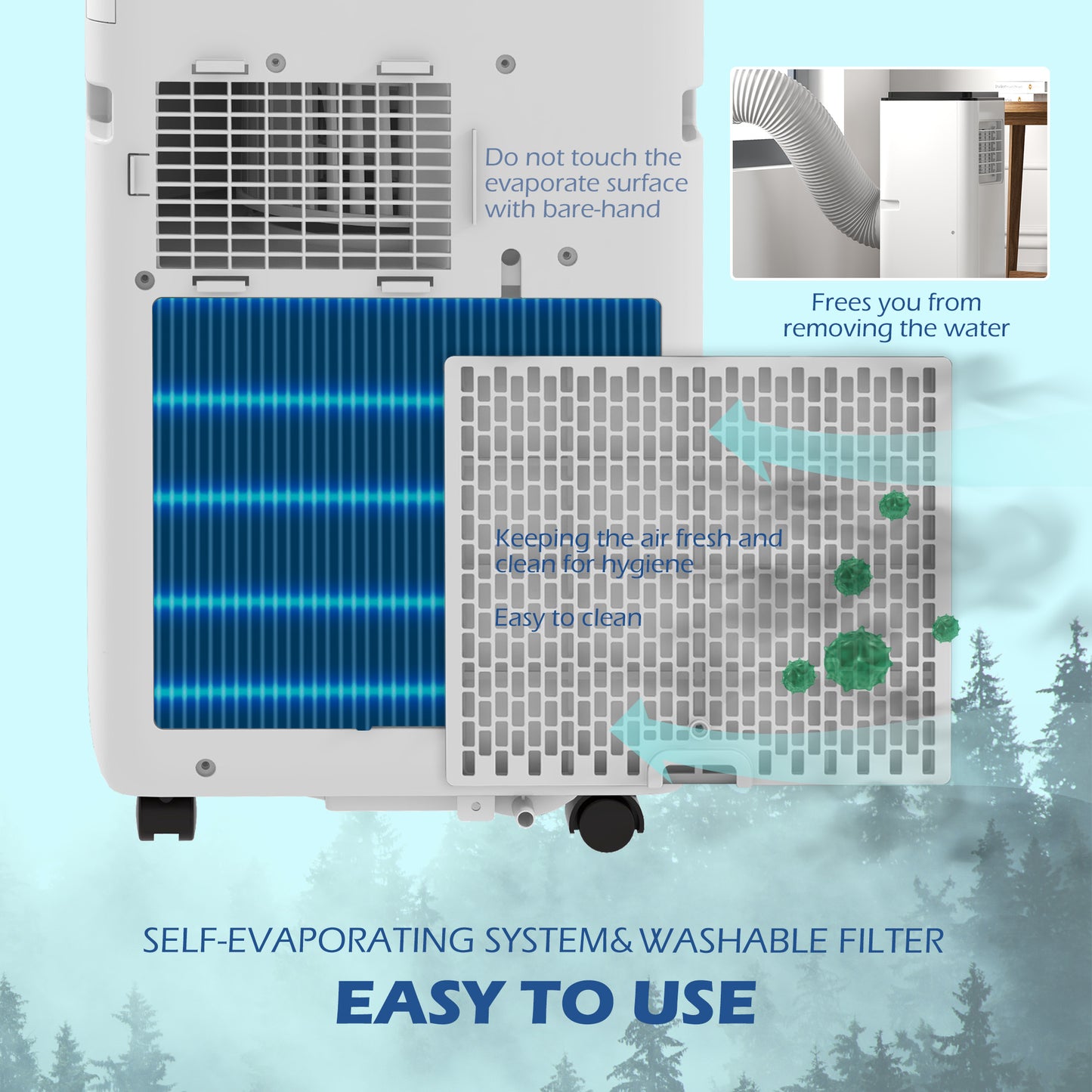Portable 10,000 BTU Air Conditioner for 440 sq.ft. with Dehumidifier & Remote